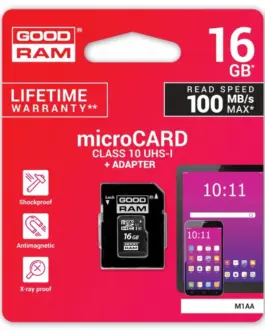 GOODRAM Card microSDHC 16GB CL10 + адаптер