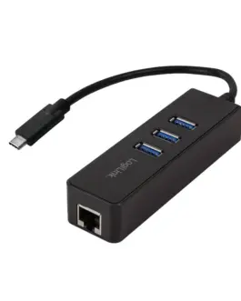 LogiLink адаптер gigabit USB 3.0 type-C to 1x RJ45 and 3xUSB 3.0 type A
