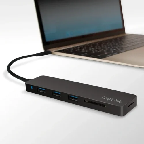 LogiLink HUB ultra-slim USB-C 3-port with card reader
