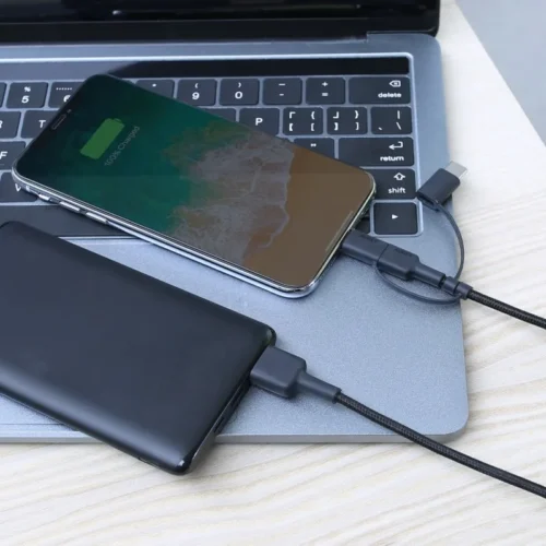 AUKEY CB-BAL5 3in1 fast оплетка Quick Charge micro USB | USB C | Lightning |