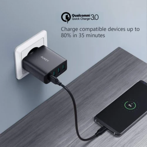 Alternative view of AUKEY Ultrafast мрежово зарядно PA-T18 4xUSB Quick Charge 3.0 10.2A 42W