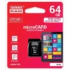 GOODRAM памет card microSD 64GB CL10 UHS I + адаптер