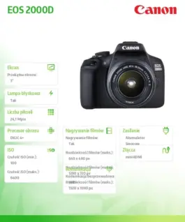 Alternative view of Canon Aparat lustrzanka EOS 2000D черен + Obiektywy 18-55 IS + 75-300 EU26 2728C017