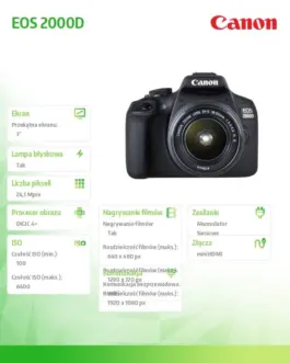 Alternative view of Canon Aparat lustrzanka EOS 2000D черен + Obiektywy 18-55 IS + 75-300 EU26 2728C017