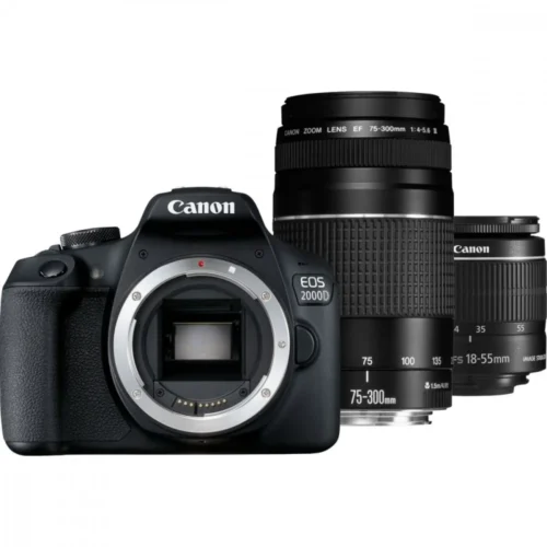 Canon Aparat lustrzanka EOS 2000D черен + Obiektywy 18-55 IS + 75-300 EU26 2728C017