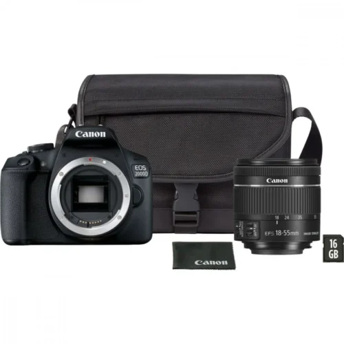 Canon Aparat lustrzanka EOS 2000D черен + Obiektyw 18-55 IS EU26 VUK + Torba + Karta SD 16 GB