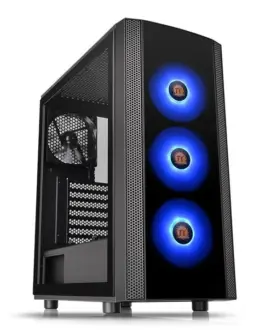 Thermaltake кутия за компютър Versa J25 RGB Tempeчервен Glass - черен