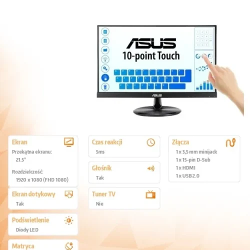 Alternative view of Asus Monitor 21.5 inch VT229H FHD IPS Touch 10P HDMI D-SUB USB Speaker