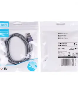 Alternative view of TB кабел USB - USB C 1.5 m gray tape