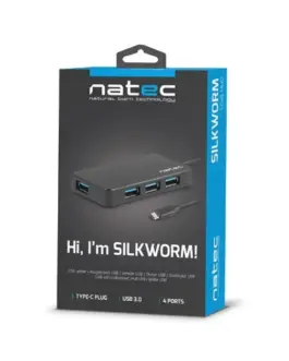 Alternative view of Natec Hub USB3.0 4-Port Silkworm черен USB-C