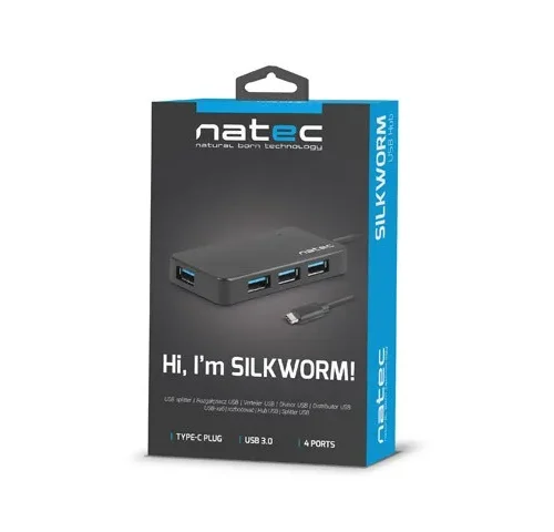 Alternative view of Natec Hub USB3.0 4-Port Silkworm черен USB-C