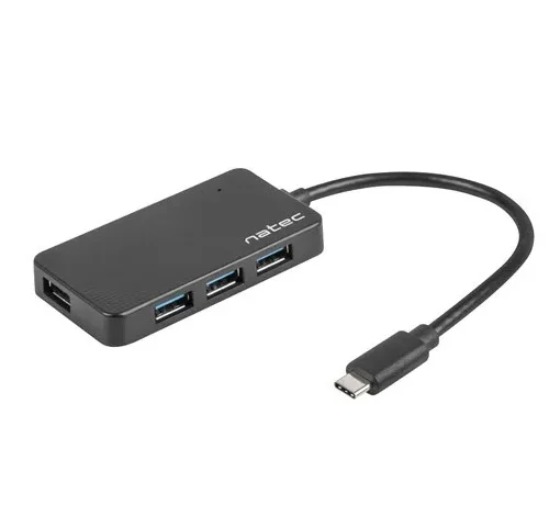 Natec Hub USB3.0 4-Port Silkworm черен USB-C