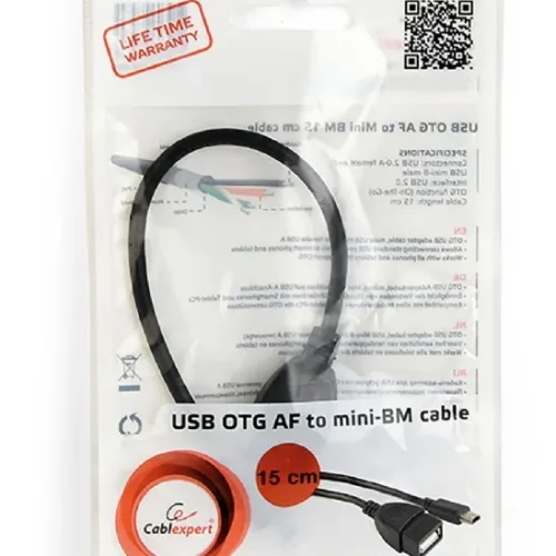 Alternative view of Gembird кабел USB OTG Mini BM -> USB AF 15cm
