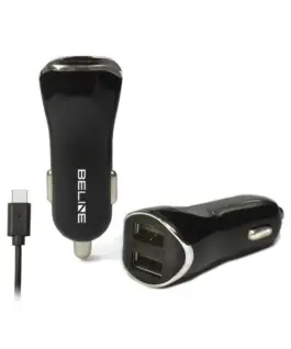 Beline зарядно за кола 2xUSB + USB-C 2,1A черен