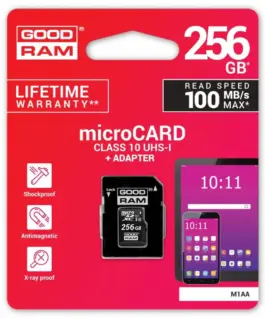 GOODRAM microSD card 256GB CL10 UHS I + адаптер