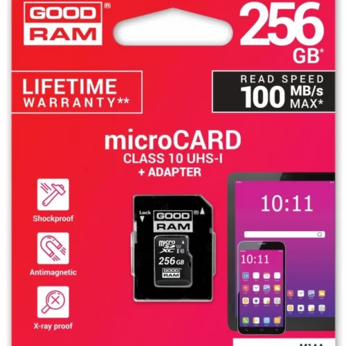 GOODRAM microSD card 256GB CL10 UHS I + адаптер