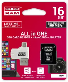 GOODRAM microSDHC card 16GB CL10 + адаптер + reader