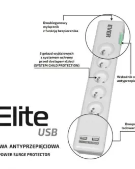 Alternative view of EVER Surge protector ELITE USB 1.5m T/LZ11-ELI015/0000