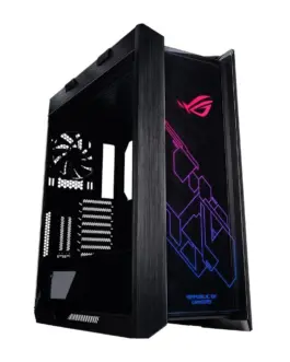 Asus ROG Strix Helios EATX ATX MicroATX MiniIT Aluminum Tempeчервен Glass ABS Plastic