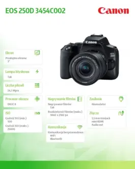 Alternative view of Canon Aparat lustrzanka EOS 250D черен + 18-55S 3454C002