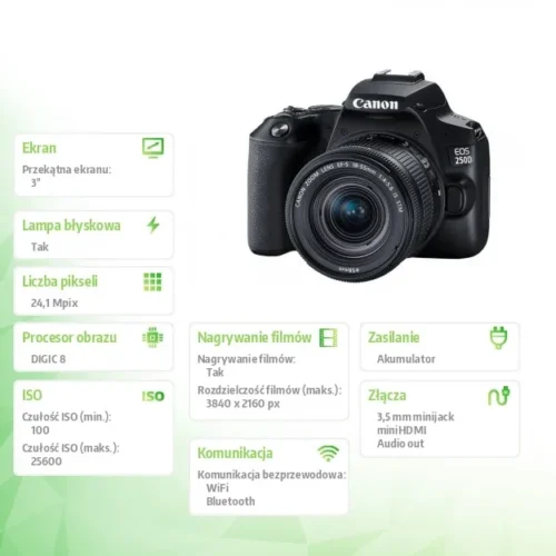 Alternative view of Canon Aparat lustrzanka EOS 250D черен + 18-55S 3454C002