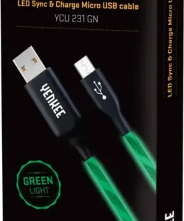 Alternative view of YENKEE кабел YCU 231 зелен LED Micro USB 2.0 LED