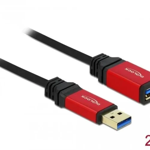 Alternative view of Удължителен кабел Delock USB-A мъжко - USB-А женско, 2 м, Premium, Екраниран, Черен