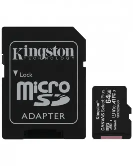 Kingston памет card microSD 64GB Canvas Select Plus 100MB/s адаптер