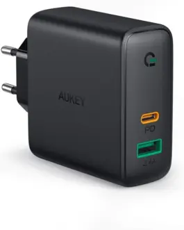 AUKEY PA-D3 мрежово зарядно 2xUSB Power Delivery (1xUSB+1xUSB C) 5.4A 60W Dynamic Detect
