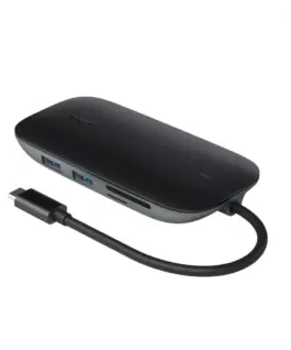 Alternative view of AUKEY CB-C71 aluminium HUB USB-C | 8in1 | RJ45 Ethernet 10/100/1000Mbps | 3xUSB 3.1 | HDMI 4k@30Hz | SD & microSD | USB-C Power Delivery 100W