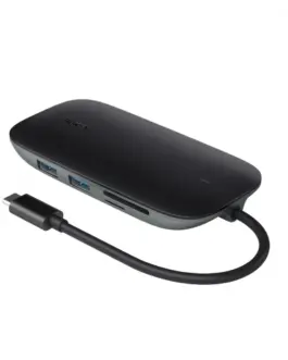 Alternative view of AUKEY CB-C71 aluminium HUB USB-C | 8in1 | RJ45 Ethernet 10/100/1000Mbps | 3xUSB 3.1 | HDMI 4k@30Hz | SD & microSD | USB-C Power Delivery 100W