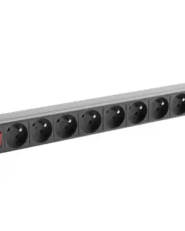 Lanberg Rack power strip PDU 19 inch 1U 16A 9X 230V PL 3m черен