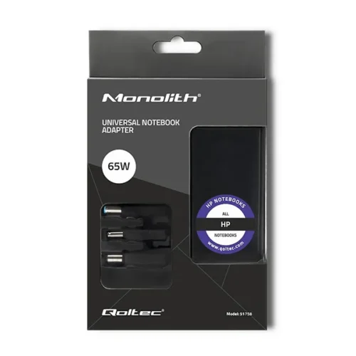 Qoltec Power адаптер designed for HP 65W 3plugs