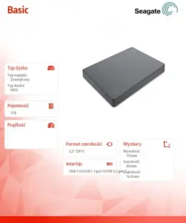 Alternative view of Seagate Basic 1TB 2,5 STJL1000400 сив