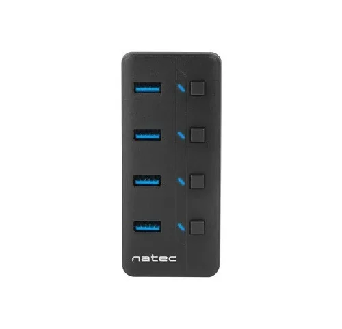 Alternative view of Natec USB Hub 4 Mantis 2 USB 3.0 ports with switch + захранващ блок