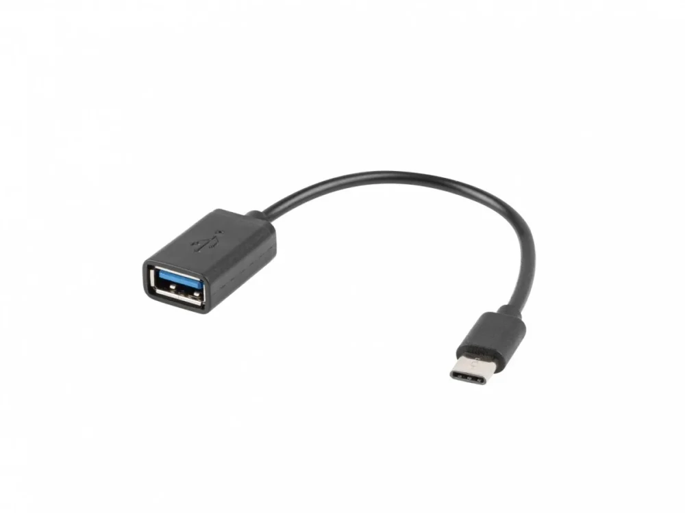 Lanberg адаптер USB C(M)-USB-A (F)2.0 0.15M OTG черен