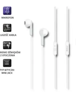 Qoltec In-ear headphone + microphone бял
