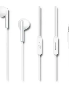 Alternative view of Qoltec In-ear headphone + microphone, бял