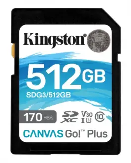 Kingston SD 512GB Canvas Go Plus 170/90MB/s CL10 U3 V30