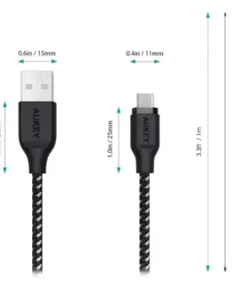 AUKEY Quick Charge micro USB-USB | 1.2m | 5A | 480 Mbps | CB-AM1 черен