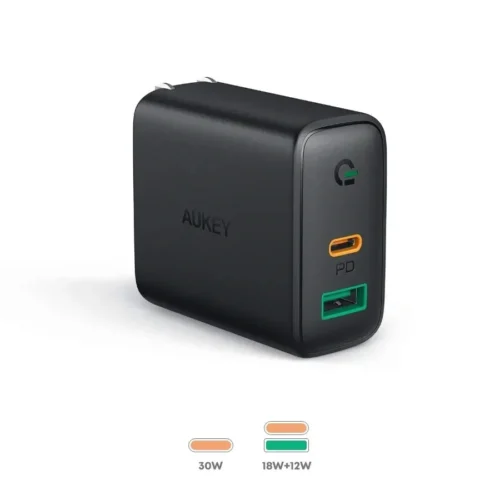 AUKEY мрежово зарядно 2xUSB Power Delivery