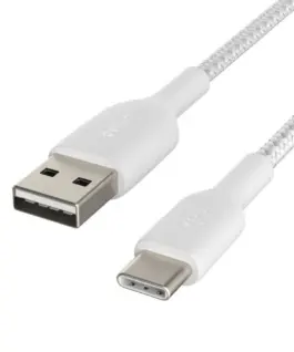 Belkin кабел оплетка USB-C USB-A 15cm бял