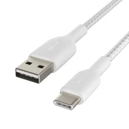 Belkin кабел оплетка USB-C USB-A 15cm бял