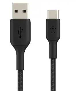 Belkin кабел оплетка USB-C USB-A 15cm черен