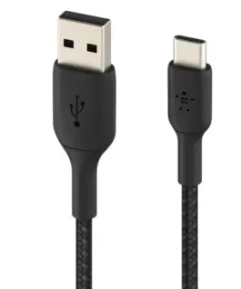 Alternative view of Belkin кабел оплетка USB-C USB-A 15cm черен