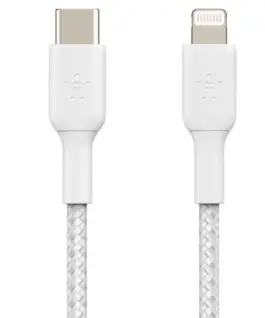 Belkin кабел оплетка usb-c lgihtnint 1m бял