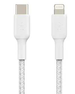 Belkin кабел оплетка usb-c lgihtnint 1m бял
