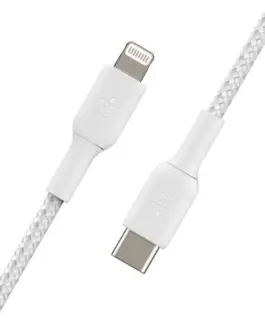 Belkin кабел оплетка usb-c lgihtnint 1m бял