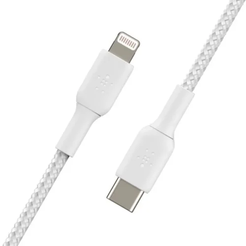 Belkin кабел оплетка USB-C Lightning 2m бял