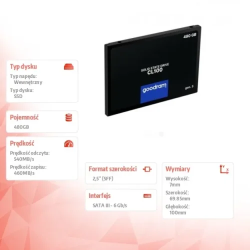 Alternative view of GOODRAM SSD CL100 G3 480GB SATA3 2,5